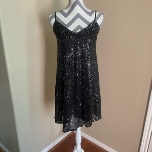 Rockin C - Black Sequin Dress - Adjustable Straps - Size: S